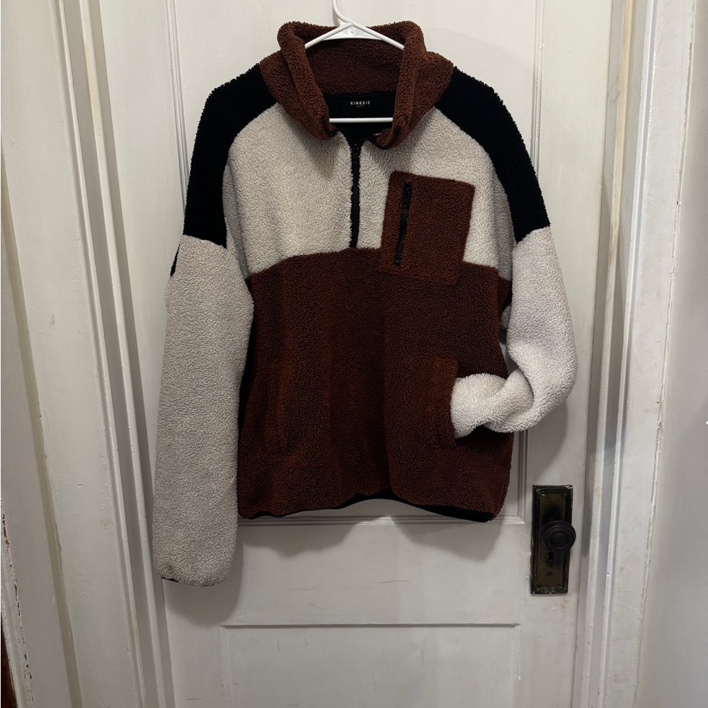 Stylish Color Block Teddy Jacket